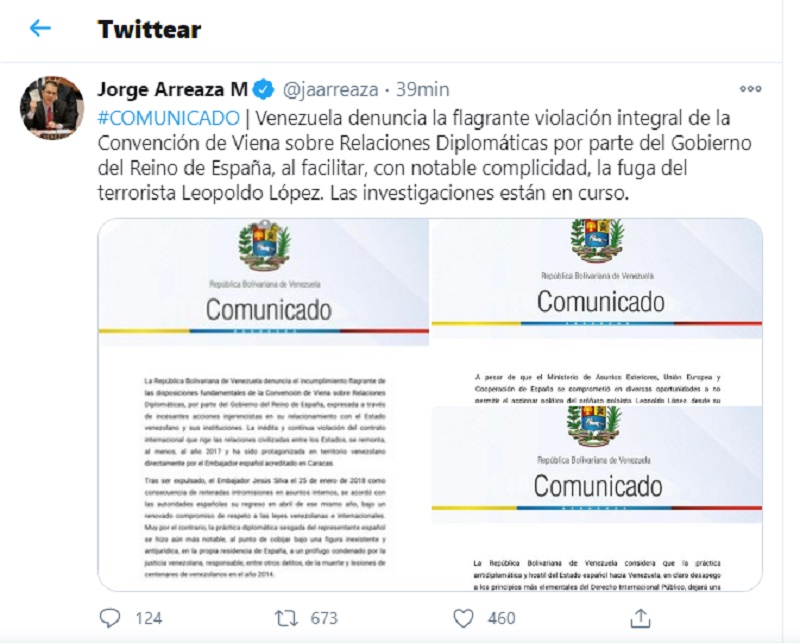 Venezuela acusa y denuncia a España por injerencismo Caracas. Prensa Latina