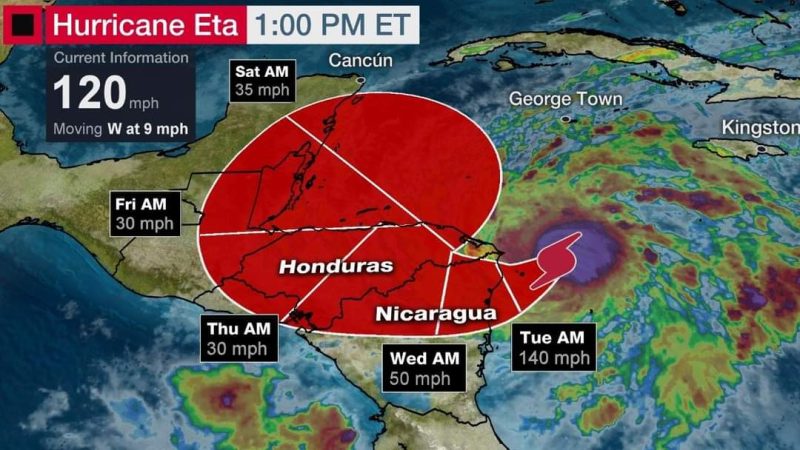 Eta sigue su rumbo como huracán categoría 3 Miami. Radio La Primerísima