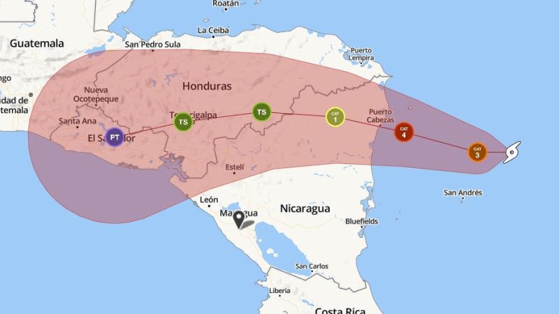 Iota alcanza categoría 4, con tamaño inmenso y con rumbo impreciso Managua. Radio La Primerísima.