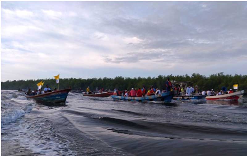 Familias de Chinandega realizan peregrinación acuática Managua. Radio La Primerísima