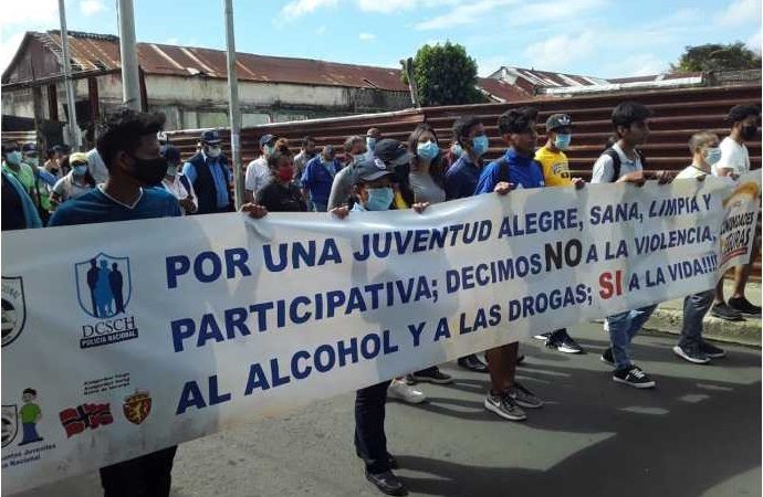 Caminata “Mi vida sin drogas” en Jinotepe Managua. Manuel Aguilar/Radio La Primerísima