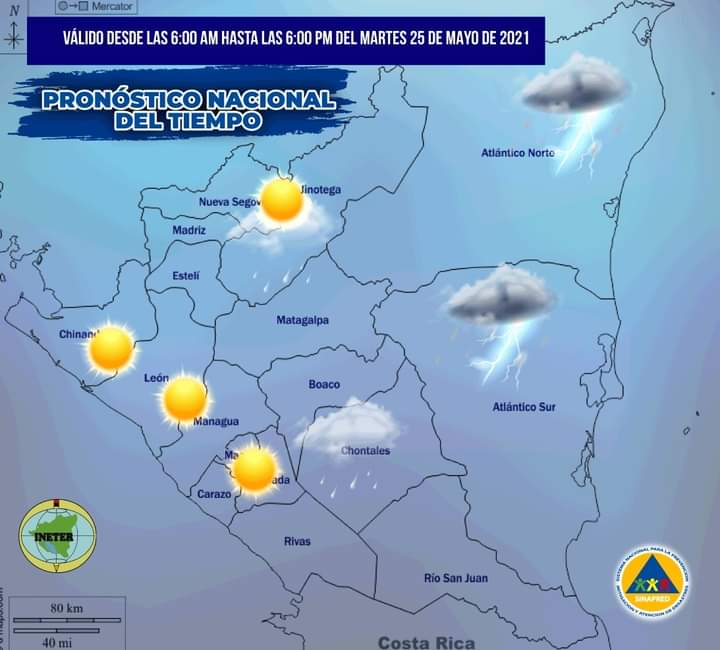 Prevén lluvias en varias regiones del país Managua. Radio La Primerísima