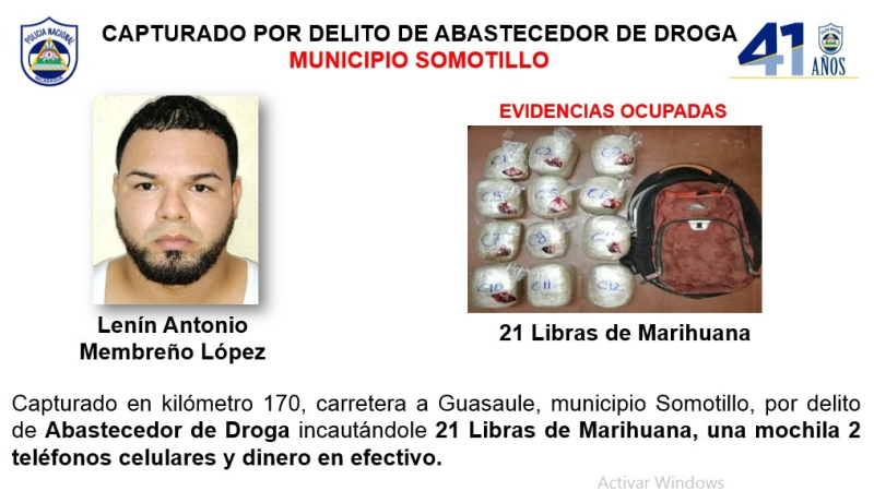 Incautan 21 libras de marihuana en Chinandega Managua. Por Jerson Dumas/Radio La Primerísima