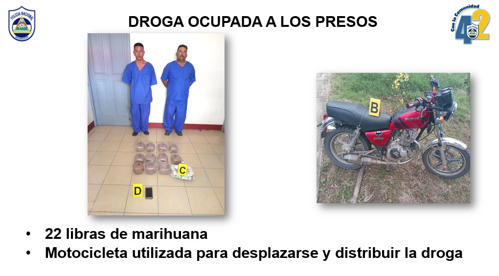 Capturan a sujetos con 22 libras de marihuana en Jalapa Managua. Jerson Dumas/ Radio La Primerísima 