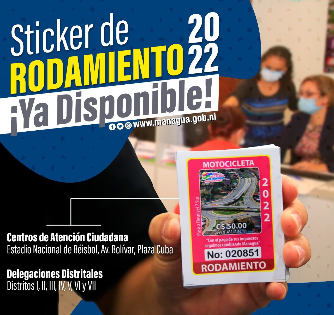 Más de 240 mil capitalinos deben cumplir con pago del sticker de rodamiento Managua. Danielka Ruíz/Radio La Primerísima