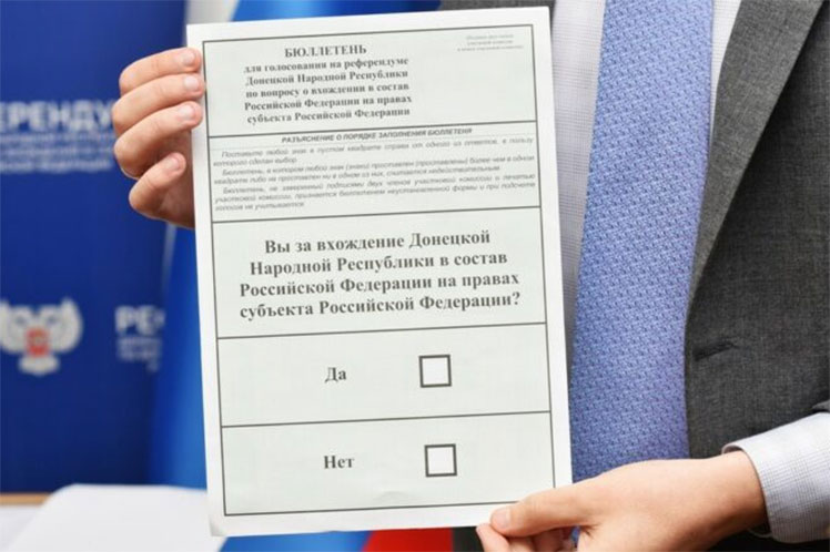 Inicia referendo de adhesión a Rusia en regiones ucranianas Moscú. Prensa Latina