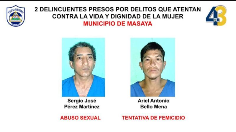Arrestan a 8 delincuentes en el departamento de Masaya Managua. Radio La Primerísima/ Por Jerson Dumas